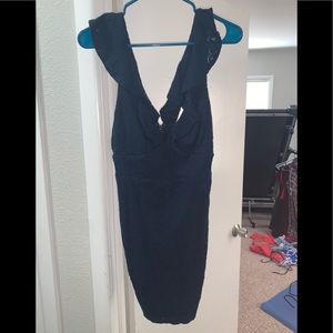 Dark blue lace mini dress